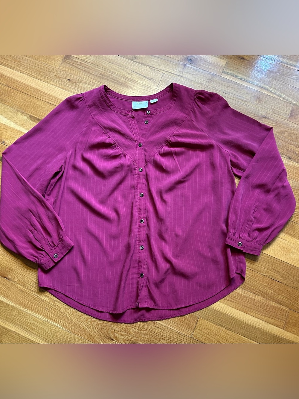 Anthropologie Maeve Berry / Magenta Button-Front Boho Blouse